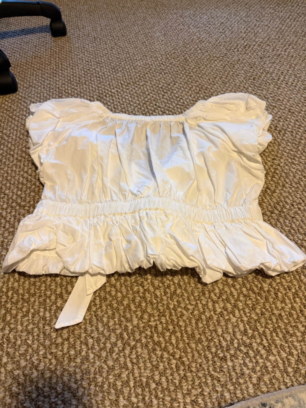 Free People Bring the Bubble Tie Waist Crop Top L - Picture 6 of 8